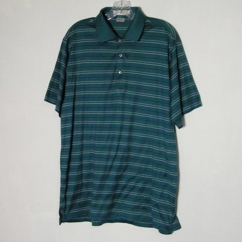Martin Men's Polo shirt Green Striped  Golf Shirt 100% Pima Cotton